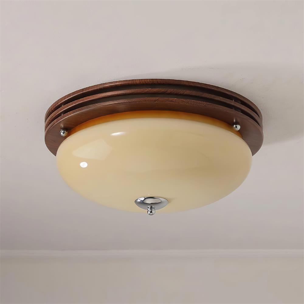 Dimmable Glass Aurora Flush Ceiling Light With Canopy Metal
